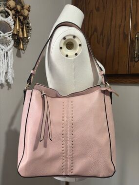 Montana West Blush Pink Stud-Accent Shoulder Bag